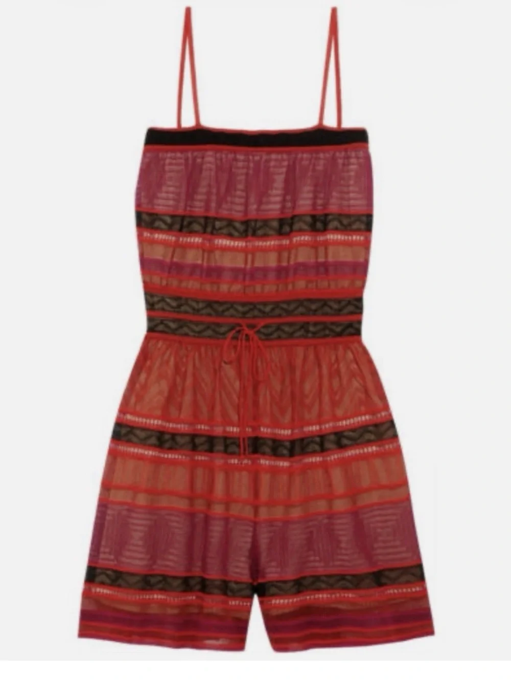Missoni Knit Crochet Red Raspberry Romper Jumpsuit